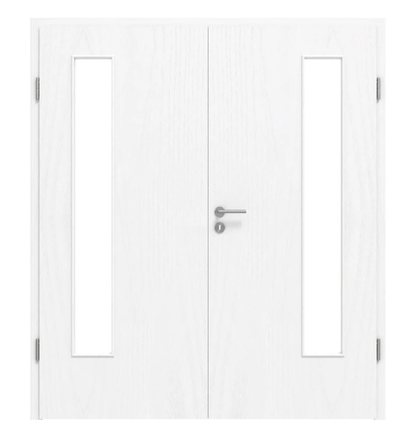 HÖRMANN Doppelflügeltür Esche Weiß Duradecor ProLine Mit Lichtausschnitt LA 24 Bandseitig Mit Zarge 1 HÖRMANN Doppelflügeltür Esche Weiß Duradecor ProLine Mit Lichtausschnitt LA 24 Bandseitig Mit Zarge