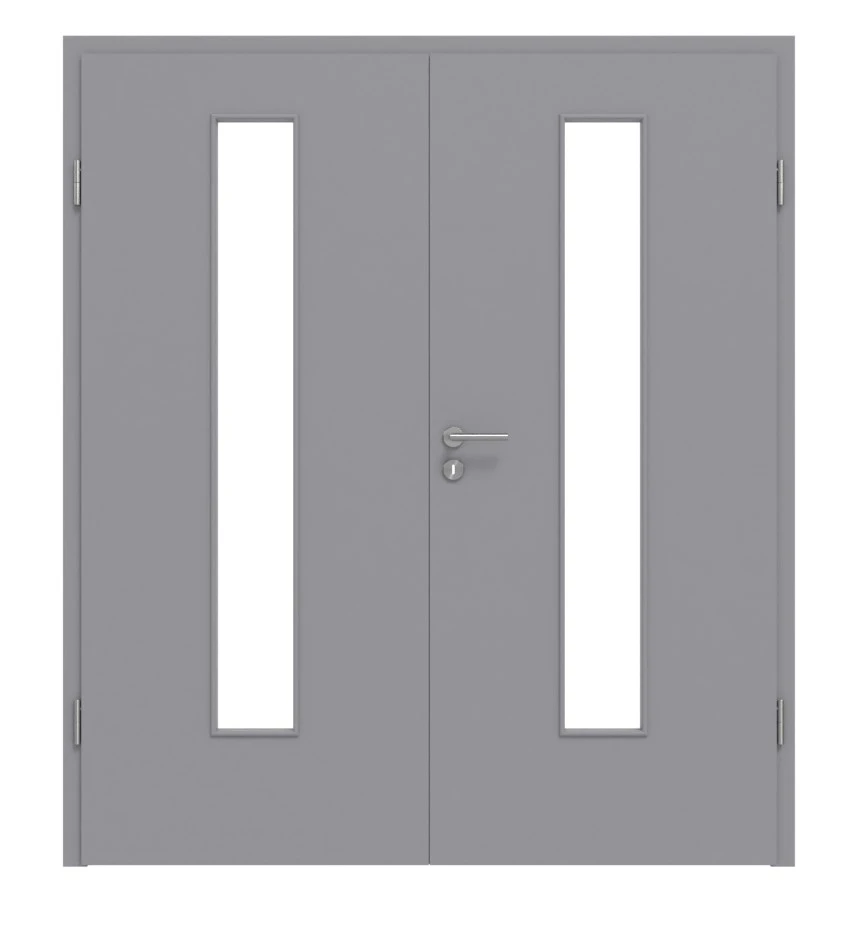 HÖRMANN Doppelflügeltür Staubgrau RAL 7037 Duradecor ProLine Mit Lichtausschnitt LA 24 Mit Zarge 1 HÖRMANN Doppelflügeltür Staubgrau RAL 7037 Duradecor ProLine Mit Lichtausschnitt LA 24 Mit Zarge