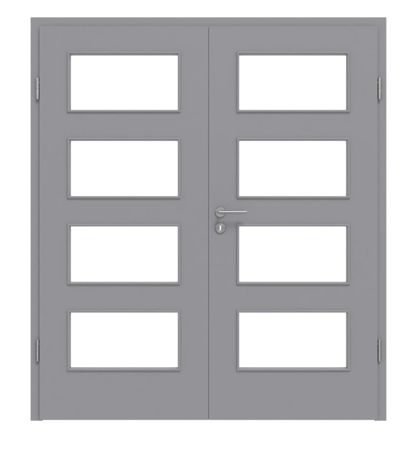 HÖRMANN Doppelflügeltür Staubgrau RAL 7037 Duradecor ProLine Mit Lichtausschnitt LA 9 Mit Zarge 1 HÖRMANN Doppelflügeltür Staubgrau RAL 7037 Duradecor ProLine Mit Lichtausschnitt LA 9 Mit Zarge