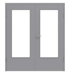 HÖRMANN Doppelflügeltür Staubgrau RAL 7037 Duradecor ProLine Mit Lichtausschnitt LA-DIN Mit Zarge