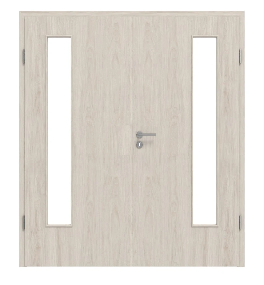 HÖRMANN Doppelflügeltür Gebürstete Salzeiche Duradecor ProLine Mit Lichtausschnitt LA 24 Bandseitig Mit Zarge 1 HÖRMANN Doppelflügeltür Gebürstete Salzeiche Duradecor ProLine Mit Lichtausschnitt LA 24 Bandseitig Mit Zarge
