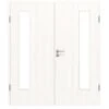 HÖRMANN Doppelflügeltür Gebürstetes Weiß Duradecor ProLine Mit Lichtausschnitt LA 24 Bandseitig Mit Zarge