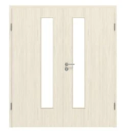 HÖRMANN Doppelflügeltür Gebürstete Pinie Duradecor ProLine Mit Lichtausschnitt LA 24 Schlossseitig Mit Zarge