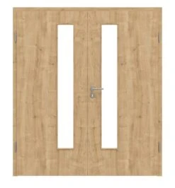 HÖRMANN Doppelflügeltür Wildeiche Duradecor ProLine Mit Lichtausschnitt LA 24 Schlossseitig Mit Zarge