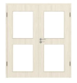 HÖRMANN Doppelflügeltür Gebürstete Pinie Duradecor ProLine Mit Lichtausschnitt LA 12 Mit Zarge