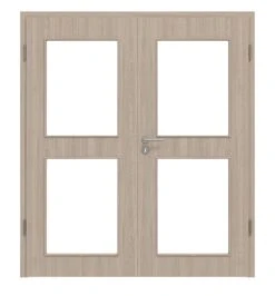 HÖRMANN Doppelflügeltür Graueiche Duradecor ProLine Mit Lichtausschnitt LA 12 Mit Zarge
