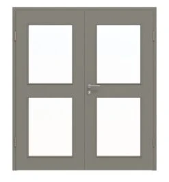 HÖRMANN Doppelflügeltür Staubgrau RAL 7037 Lack ProLine Mit Lichtausschnitt LA-12 Mit Zarge
