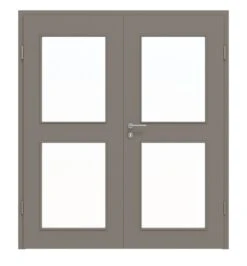 HÖRMANN Doppelflügeltür Taupe RAL 7048 Lack ProLine Mit Lichtausschnitt LA-12 Mit Zarge