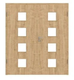 HÖRMANN Doppelflügeltür Wildeiche Duradecor ProLine Mit Lichtausschnitt LA 14 Mit Zarge