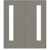 HÖRMANN Doppelflügeltür Staubgrau RAL 7037 Lack ProLine Mit Lichtausschnitt LA-24 Bandseitig Mit Zarge