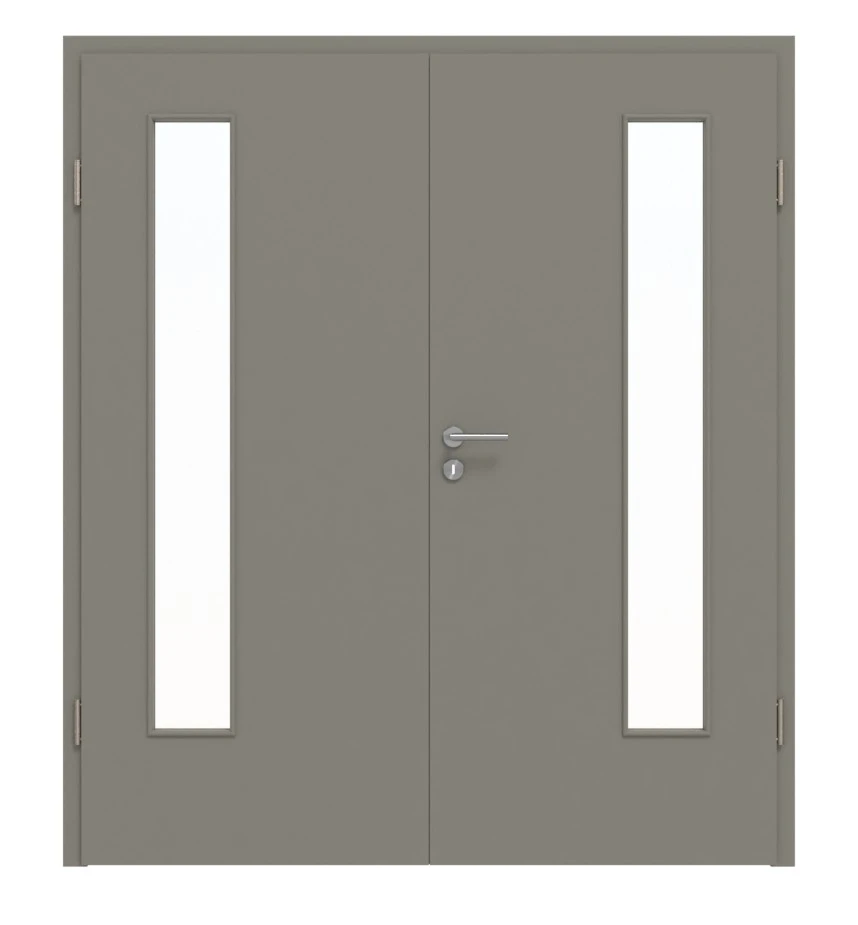 HÖRMANN Doppelflügeltür Staubgrau RAL 7037 Lack ProLine Mit Lichtausschnitt LA-24 Bandseitig Mit Zarge 1 HÖRMANN Doppelflügeltür Staubgrau RAL 7037 Lack ProLine Mit Lichtausschnitt LA-24 Bandseitig Mit Zarge