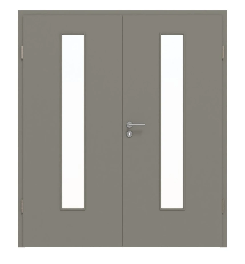 HÖRMANN Doppelflügeltür Staubgrau RAL 7037 Lack ProLine Mit Lichtausschnitt LA-24 Mittig Mit Zarge 1 HÖRMANN Doppelflügeltür Staubgrau RAL 7037 Lack ProLine Mit Lichtausschnitt LA-24 Mittig Mit Zarge