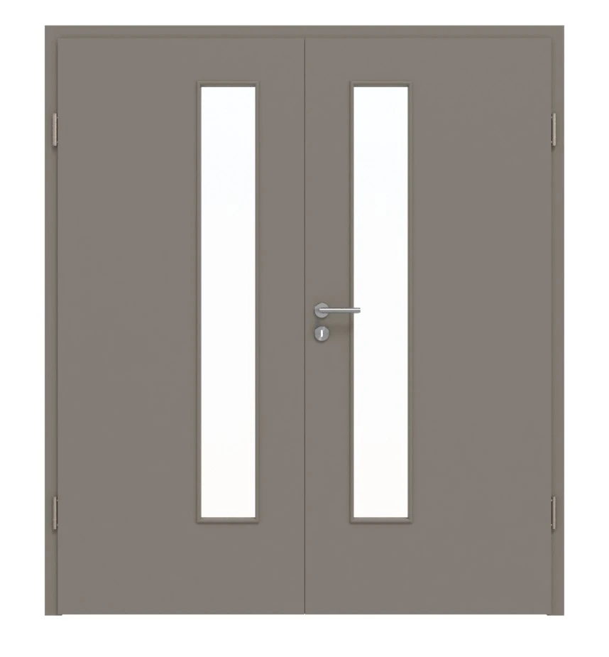 HÖRMANN Doppelflügeltür Taupe RAL 7048 Lack ProLine Mit Lichtausschnitt LA-24 Schlossseitig Mit Zarge 1 HÖRMANN Doppelflügeltür Taupe RAL 7048 Lack ProLine Mit Lichtausschnitt LA-24 Schlossseitig Mit Zarge