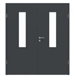 HÖRMANN Doppelflügeltür Anthrazit RAL 7016 Lack ProLine Mit Lichtausschnitt LA-4 Mittig Mit Zarge