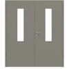 HÖRMANN Doppelflügeltür Staubgrau RAL 7037 Duradecor ProLine Mit Lichtausschnitt LA 4 Mittig Mit Zarge