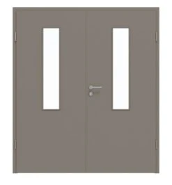 HÖRMANN Doppelflügeltür Taupe RAL 7048 Lack ProLine Mit Lichtausschnitt LA-4 Mittig Mit Zarge