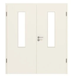 HÖRMANN Doppelflügeltür Reinweiß RAL 9010 Lack ProLine Mit Lichtausschnitt LA 4 Mittig Mit Zarge