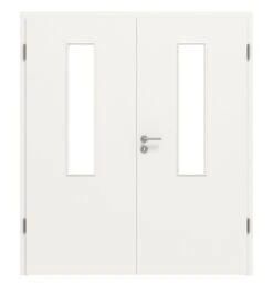 HÖRMANN Doppelflügeltür Verkehrsweiß RAL 9016 Duradecor ProLine Mit Lichtausschnitt LA 4 Mittig Mit Zarge