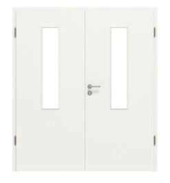 HÖRMANN Doppelflügeltür Verkehrsweiß RAL 9016 Lack ProLine Mit Lichtausschnitt LA 4 Mittig Mit Zarge