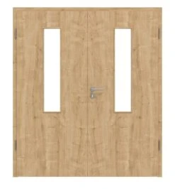 HÖRMANN Doppelflügeltür Wildeiche Duradecor ProLine Mit Lichtausschnitt LA 4 Mittig Mit Zarge