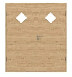 HÖRMANN Doppelflügeltür Wildeiche Quer Duradecor ProLine Mit Lichtausschnitt LA 6 Raute Mit Zarge