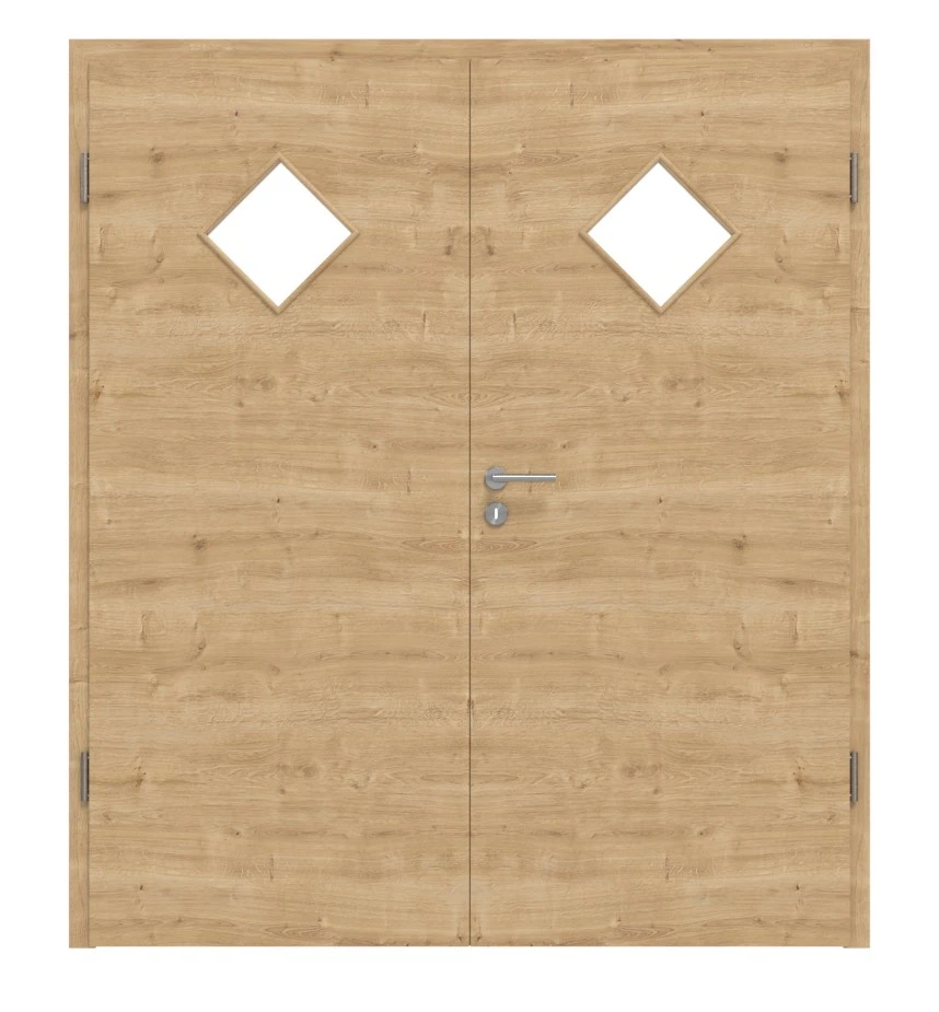 HÖRMANN Doppelflügeltür Wildeiche Quer Duradecor ProLine Mit Lichtausschnitt LA 6 Raute Mit Zarge 1 HÖRMANN Doppelflügeltür Wildeiche Quer Duradecor ProLine Mit Lichtausschnitt LA 6 Raute Mit Zarge