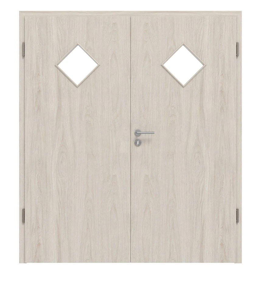 HÖRMANN Doppelflügeltür Gebürstete Salzeiche Duradecor ProLine Mit Lichtausschnitt LA 6 Raute Mit Zarge 1 HÖRMANN Doppelflügeltür Gebürstete Salzeiche Duradecor ProLine Mit Lichtausschnitt LA 6 Raute Mit Zarge