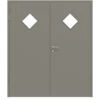 HÖRMANN Doppelflügeltür Staubgrau RAL 7037 Lack ProLine Mit Lichtausschnitt LA-6 Raute Mit Zarge