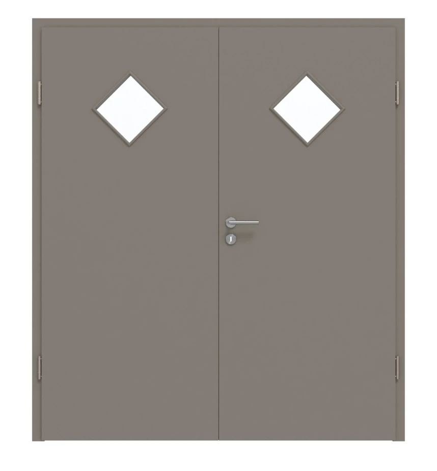 HÖRMANN Doppelflügeltür Taupe RAL 7048 Lack ProLine Mit Lichtausschnitt LA-6 Raute Mit Zarge 1 HÖRMANN Doppelflügeltür Taupe RAL 7048 Lack ProLine Mit Lichtausschnitt LA-6 Raute Mit Zarge