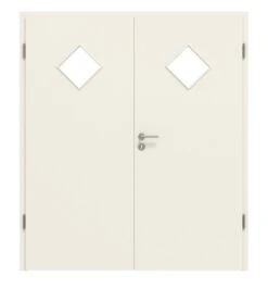 HÖRMANN Doppelflügeltür Reinweiß RAL 9010 Lack ProLine Mit Lichtausschnitt LA 6 Raute Mit Zarge