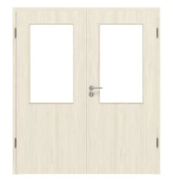 HÖRMANN Doppelflügeltür Gebürstete Pinie Duradecor ProLine Mit Lichtausschnitt LA 7 Mit Zarge