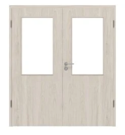 HÖRMANN Doppelflügeltür Gebürstete Salzeiche Duradecor ProLine Mit Lichtausschnitt LA 7 Mit Zarge