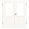HÖRMANN Doppelflügeltür Gebürstetes Weiß Duradecor ProLine Mit Lichtausschnitt LA 7 Mit Zarge