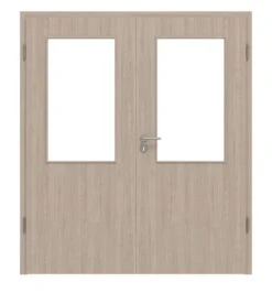 HÖRMANN Doppelflügeltür Graueiche Duradecor ProLine Mit Lichtausschnitt LA 7 Mit Zarge