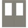 HÖRMANN Doppelflügeltür Staubgrau RAL 7037 Lack ProLine Mit Lichtausschnitt LA-7 Mit Zarge