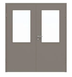 HÖRMANN Doppelflügeltür Taupe RAL 7048 Lack ProLine Mit Lichtausschnitt LA-7 Mit Zarge