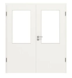 HÖRMANN Doppelflügeltür Verkehrsweiß RAL 9016 Lack ProLine Mit Lichtausschnitt LA 7 Mit Zarge