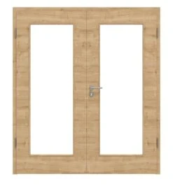 HÖRMANN Doppelflügeltür Wildeiche Quer Duradecor ProLine Mit Lichtausschnitt LA 8 Mit Zarge