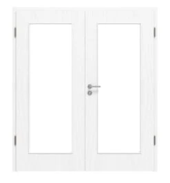 HÖRMANN Doppelflügeltür Esche Weiß Duradecor ProLine Mit Lichtausschnitt LA 8 Mit Zarge
