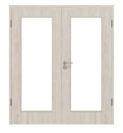HÖRMANN Doppelflügeltür Gebürstete Salzeiche Duradecor ProLine Mit Lichtausschnitt LA 8 Mit Zarge