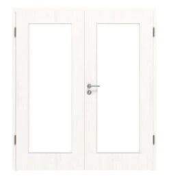 HÖRMANN Doppelflügeltür Gebürstetes Weiß Duradecor ProLine Mit Lichtausschnitt LA 8 Mit Zarge