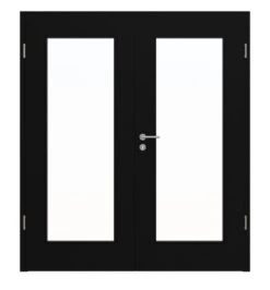 HÖRMANN Doppelflügeltür Schwarz RAL 9005 Lack ProLine Mit Lichtausschnitt LA-8 Mit Zarge