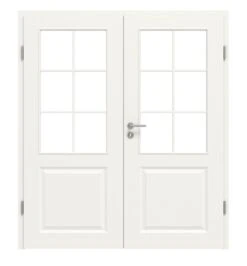 HÖRMANN Doppelflügeltür Carolina 1 Weißlack ClassicLine Mit Lichtausschnitt LA Sprosse 2/3 Mit Zarge