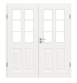 HÖRMANN Doppelflügeltür Carolina 2 Weißlack ClassicLine Mit Lichtausschnitt LA 1 Sprosse 1/3 Mit Zarge