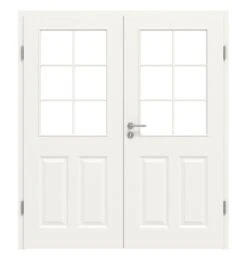 HÖRMANN Doppelflügeltür Carolina 2 Weißlack ClassicLine Mit Lichtausschnitt LA 2 Sprosse 2/3 Mit Zarge