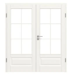 HÖRMANN Doppelflügeltür Carolina 5 Weißlack ClassicLine Mit Lichtausschnitt LA 3 Sprosse 2/3 Mit Zarge