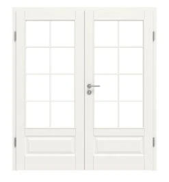 HÖRMANN Doppelflügeltür Carolina 5 Weißlack ClassicLine Mit Lichtausschnitt LA 3 Sprosse 2/4 Mit Zarge