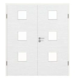 HÖRMANN Doppelflügeltür Schiefer Weiß Proline Concepto Mit Lichtausschnitt LA 10 Mit Zarge