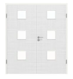 HÖRMANN Doppelflügeltür Leinen Weiß Proline Concepto Mit Lichtausschnitt LA 10 Mit Zarge