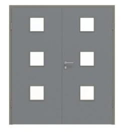 HÖRMANN Doppelflügeltür Ultramatt Staubgrau Proline Concepto Mit Lichtausschnitt LA 10 Mit Zarge